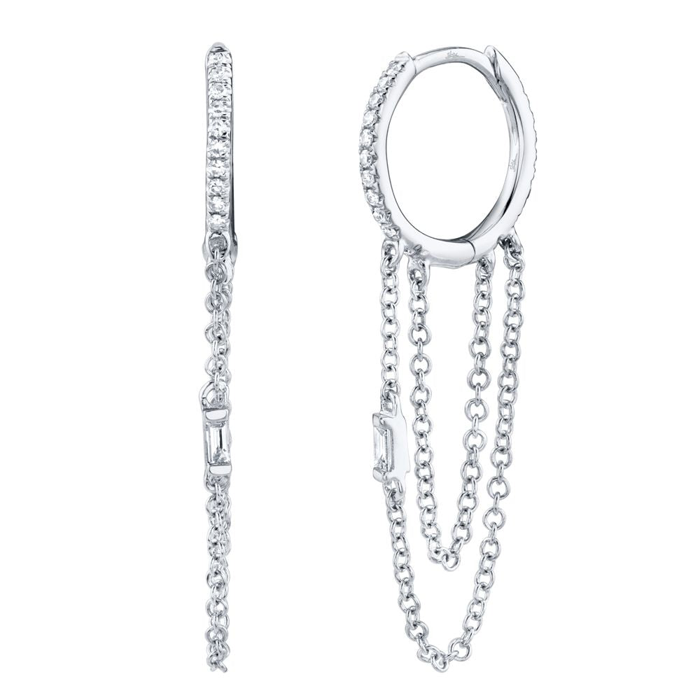 14KT GOLD Diamond Baguette Huggie Earring - Millo Jewelry