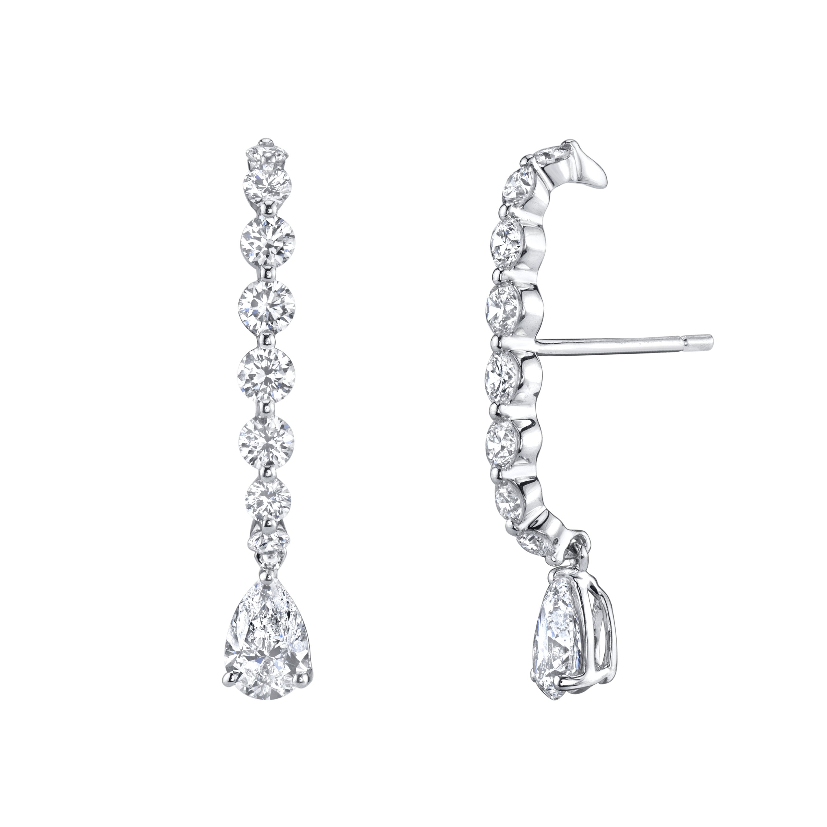 Large diamond lobe cuff w/ pear drop - Millo Jewelry