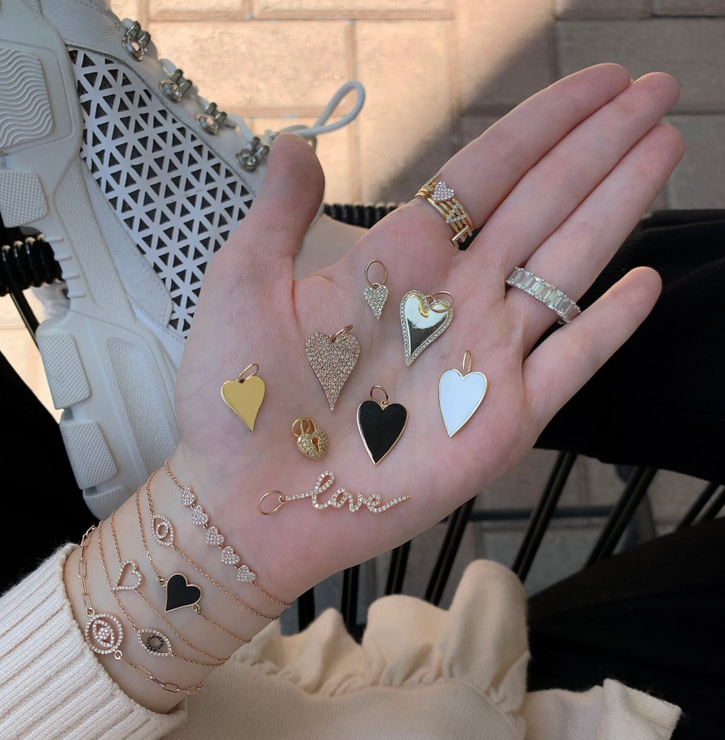 Enamel Modern Heart Charm - Millo Jewelry