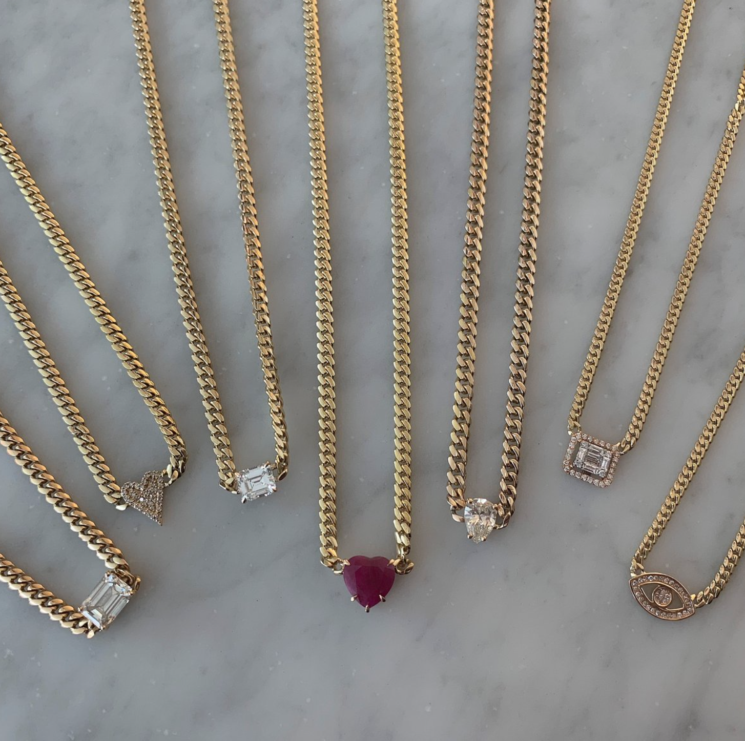 Pave Heart Cuban Chain Necklace - Millo Jewelry
