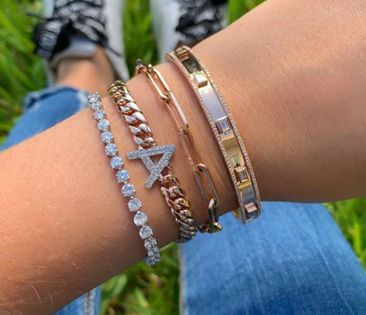 Diamond Initial Cuban Link Bracelet - Millo Jewelry