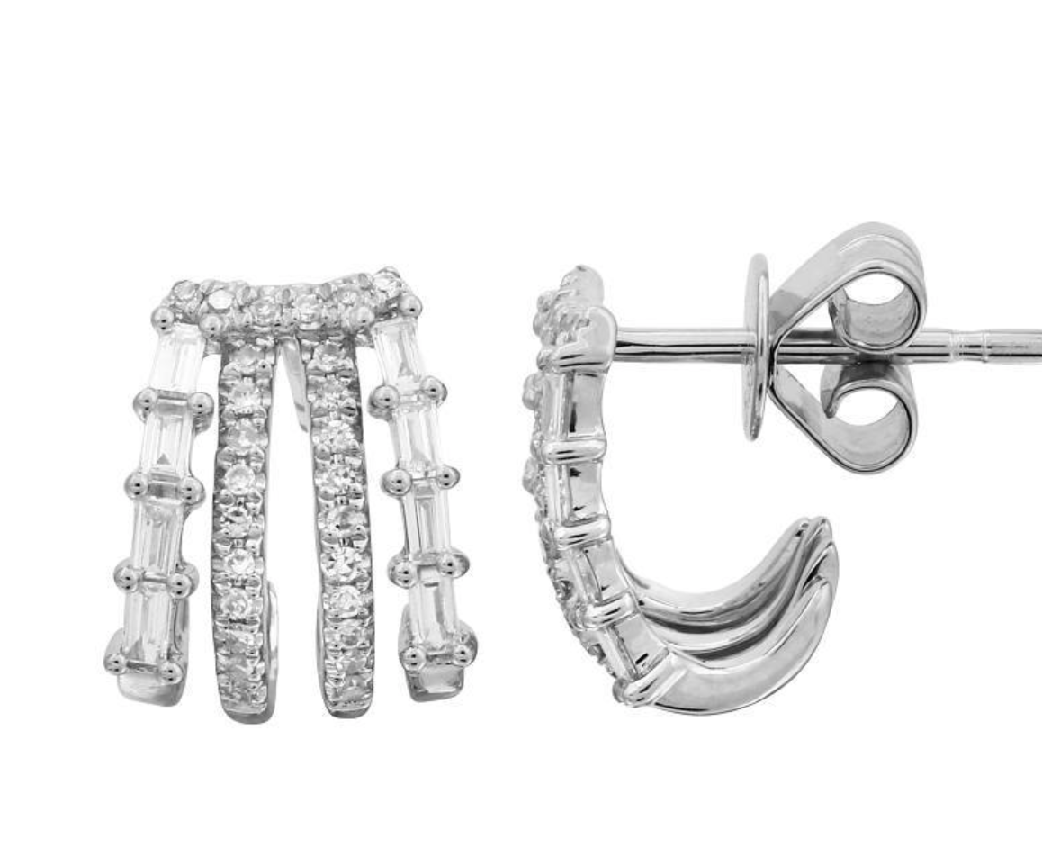 Baguette and Pave Four Wrap Earrings - Millo Jewelry
