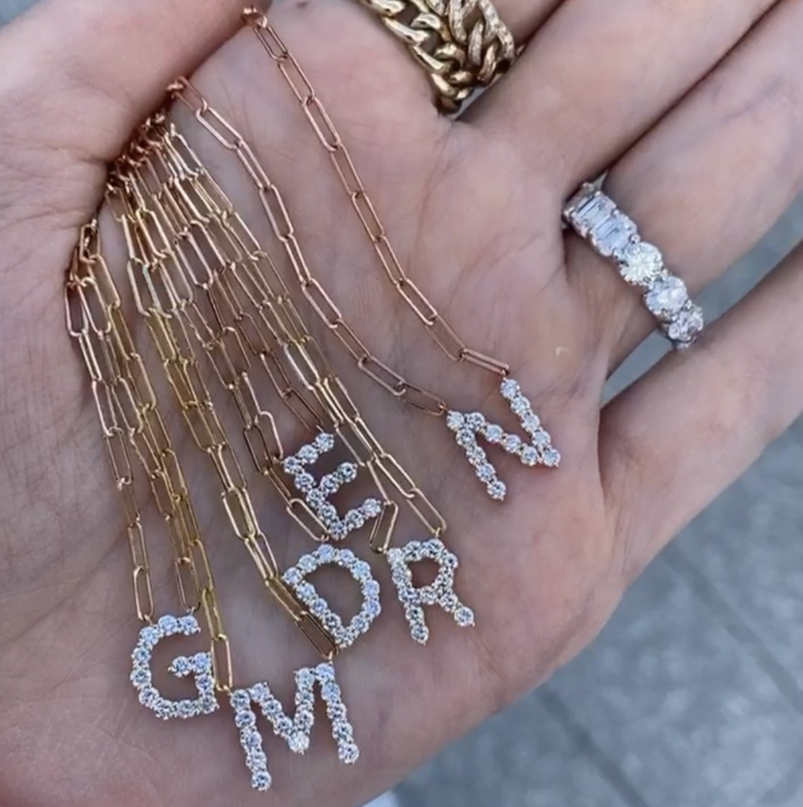 Large Diamond Initial Paperclip Necklace - Millo Jewelry