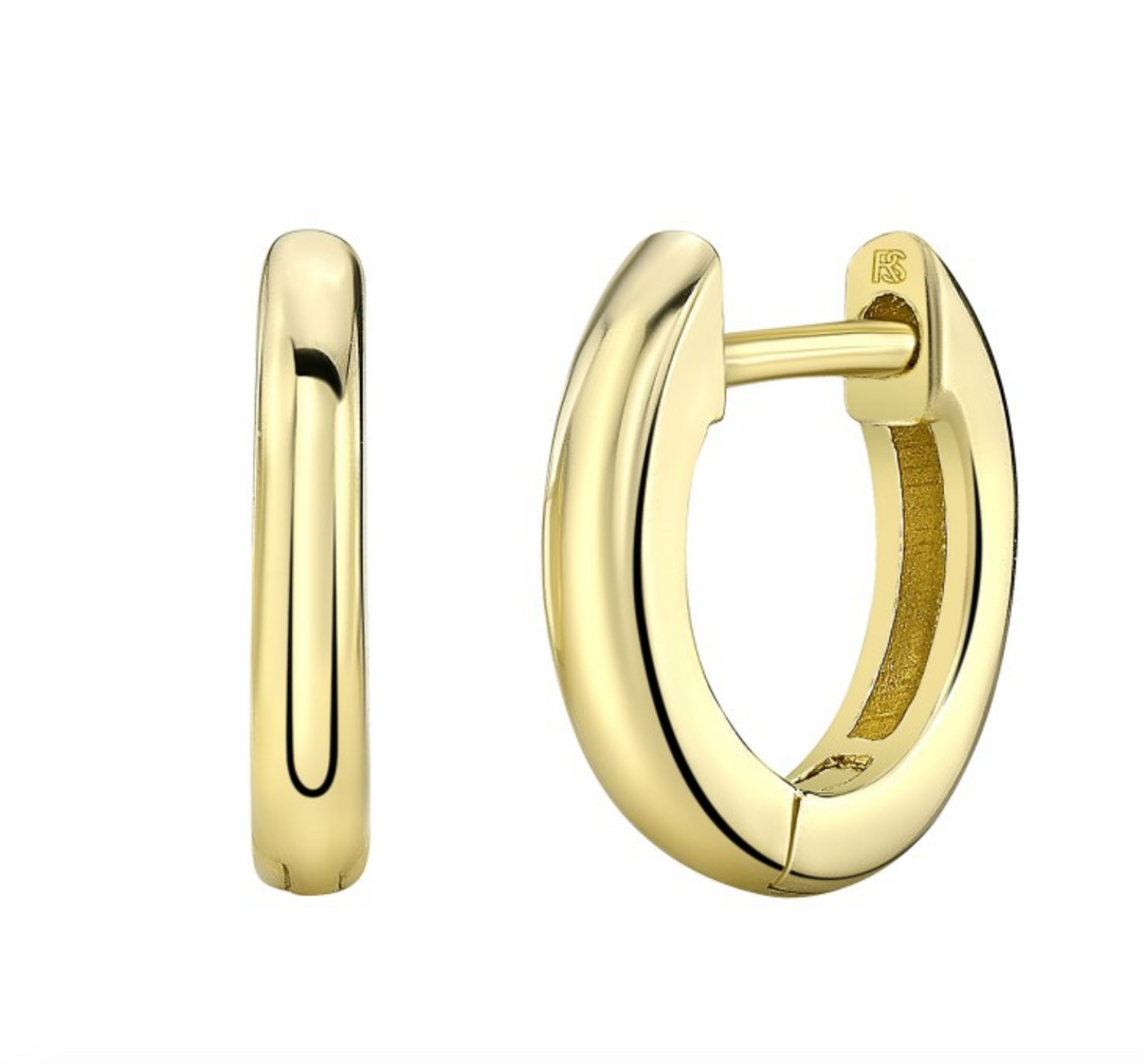 14K WHITE GOLD MINI HUGGIE HOOP EARRING - Millo Jewelry