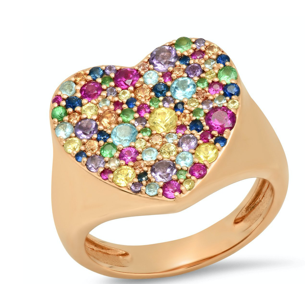 Multi Colored Heart Signet Ring - Millo Jewelry