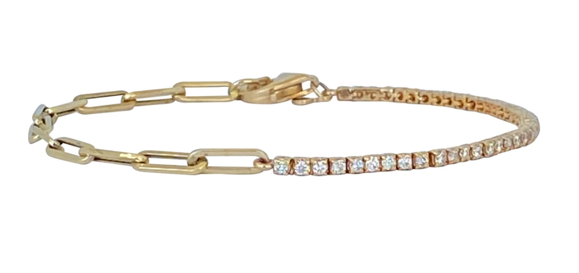 Half and half diamond tennis bracelet - Millo Jewelry
