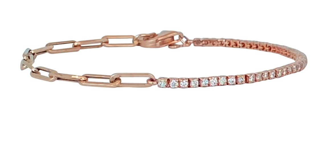 Half and half diamond tennis bracelet - Millo Jewelry