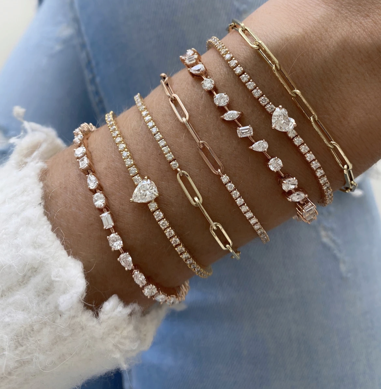 Half and half diamond tennis bracelet - Millo Jewelry