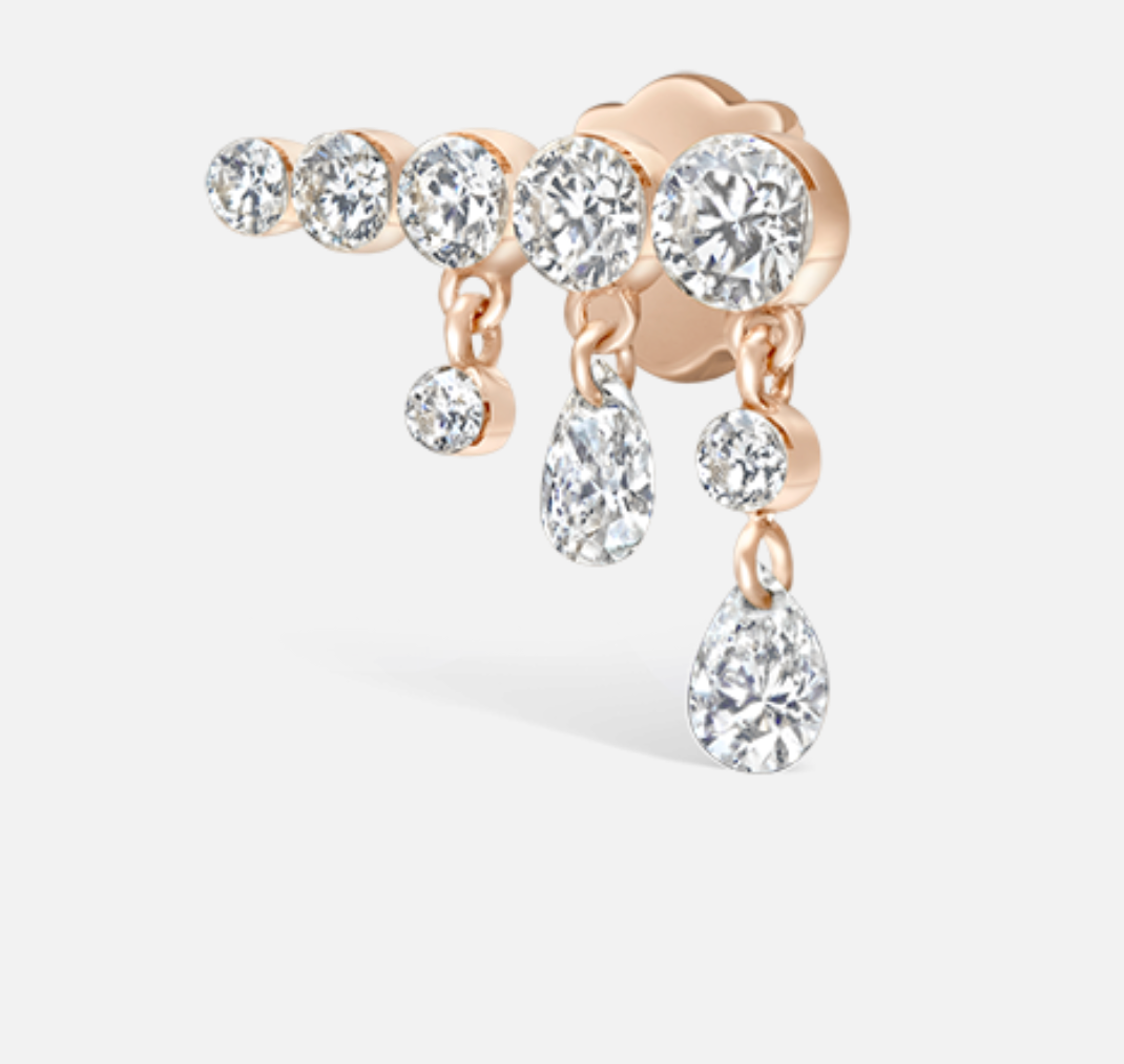 11mm Invisible Set Diamond Crescendo Bar Threaded Stud Earring - Millo Jewelry
