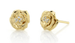 Load image into Gallery viewer, 14K Gold Diamond Rose Earrings - Millo Jewelry
