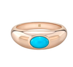 Load image into Gallery viewer, Gold Bezel Set Turquoise Dome Ring - Millo Jewelry
