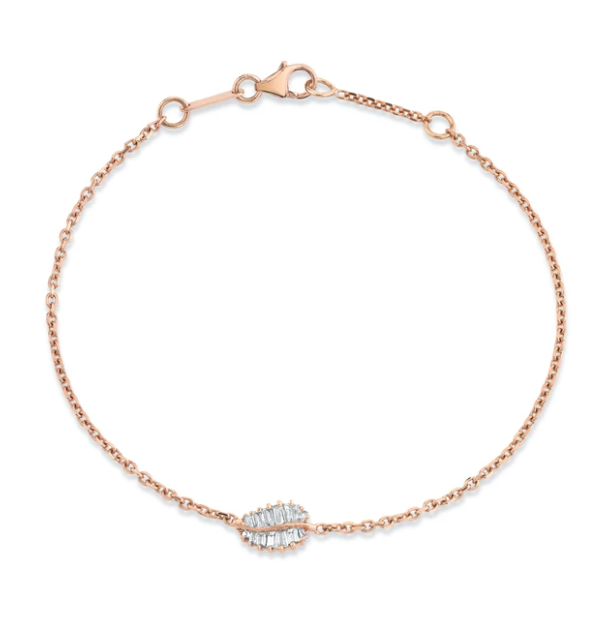 SMALL PALM LEAF DIAMOND CHAIN BRACELET - Millo Jewelry