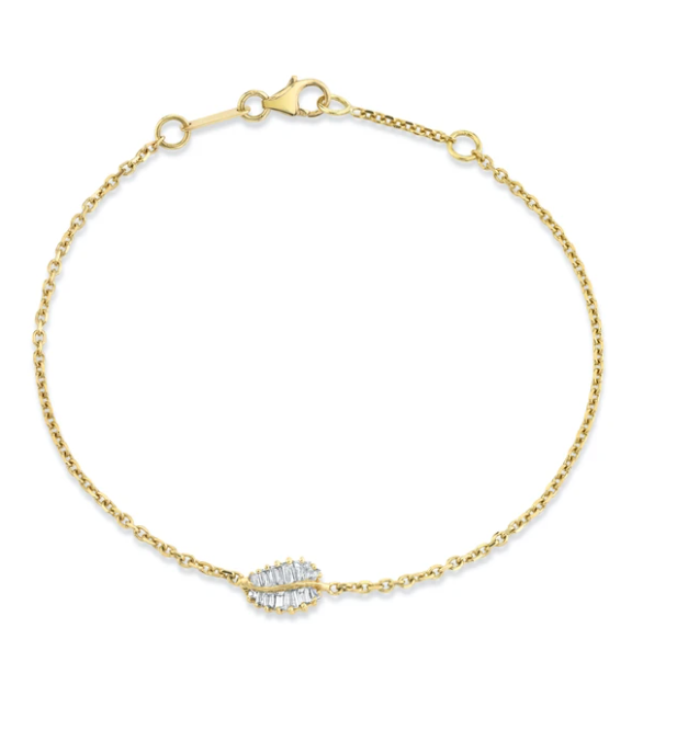 SMALL PALM LEAF DIAMOND CHAIN BRACELET - Millo Jewelry