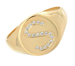 Load image into Gallery viewer, Signet Statement Initial Diamond Ring - Millo Jewelry
