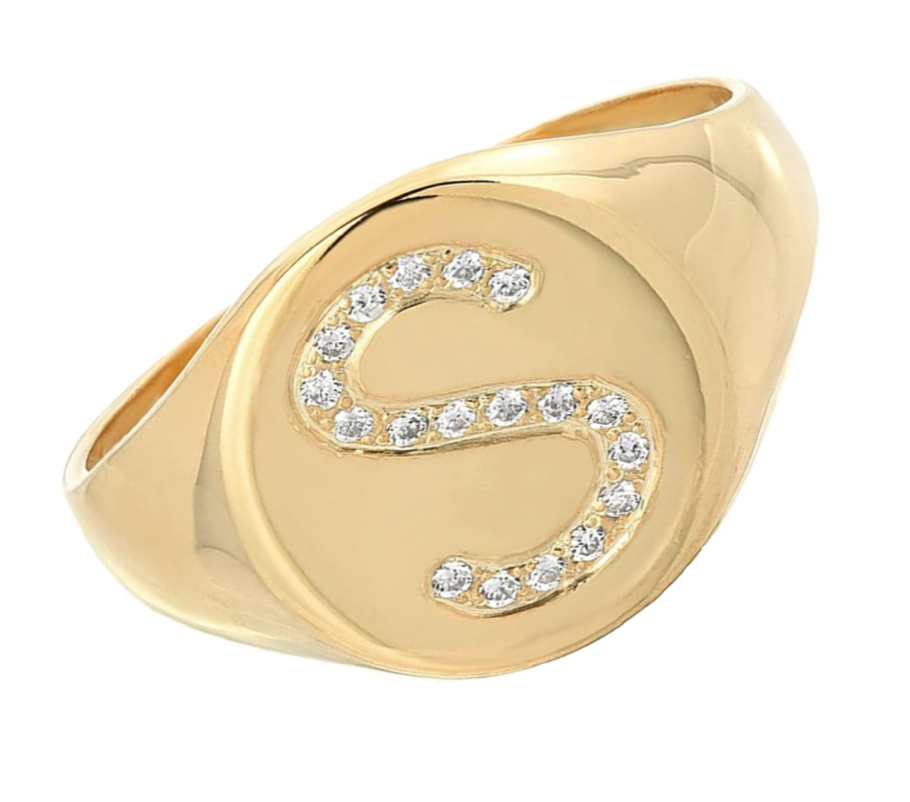 Signet Statement Initial Diamond Ring - Millo Jewelry