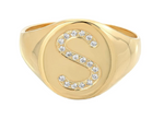 Load image into Gallery viewer, Signet Statement Initial Diamond Ring - Millo Jewelry
