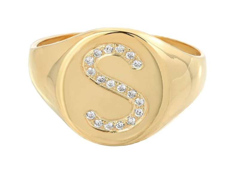 Signet Statement Initial Diamond Ring - Millo Jewelry