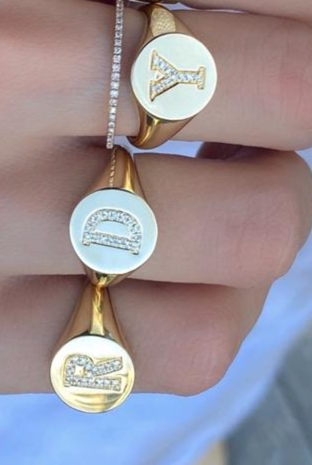 Signet Statement Initial Diamond Ring - Millo Jewelry