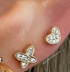 14K YELLOW GOLD DIAMOND MINI BUTTERFLY EARRING Single - Millo Jewelry