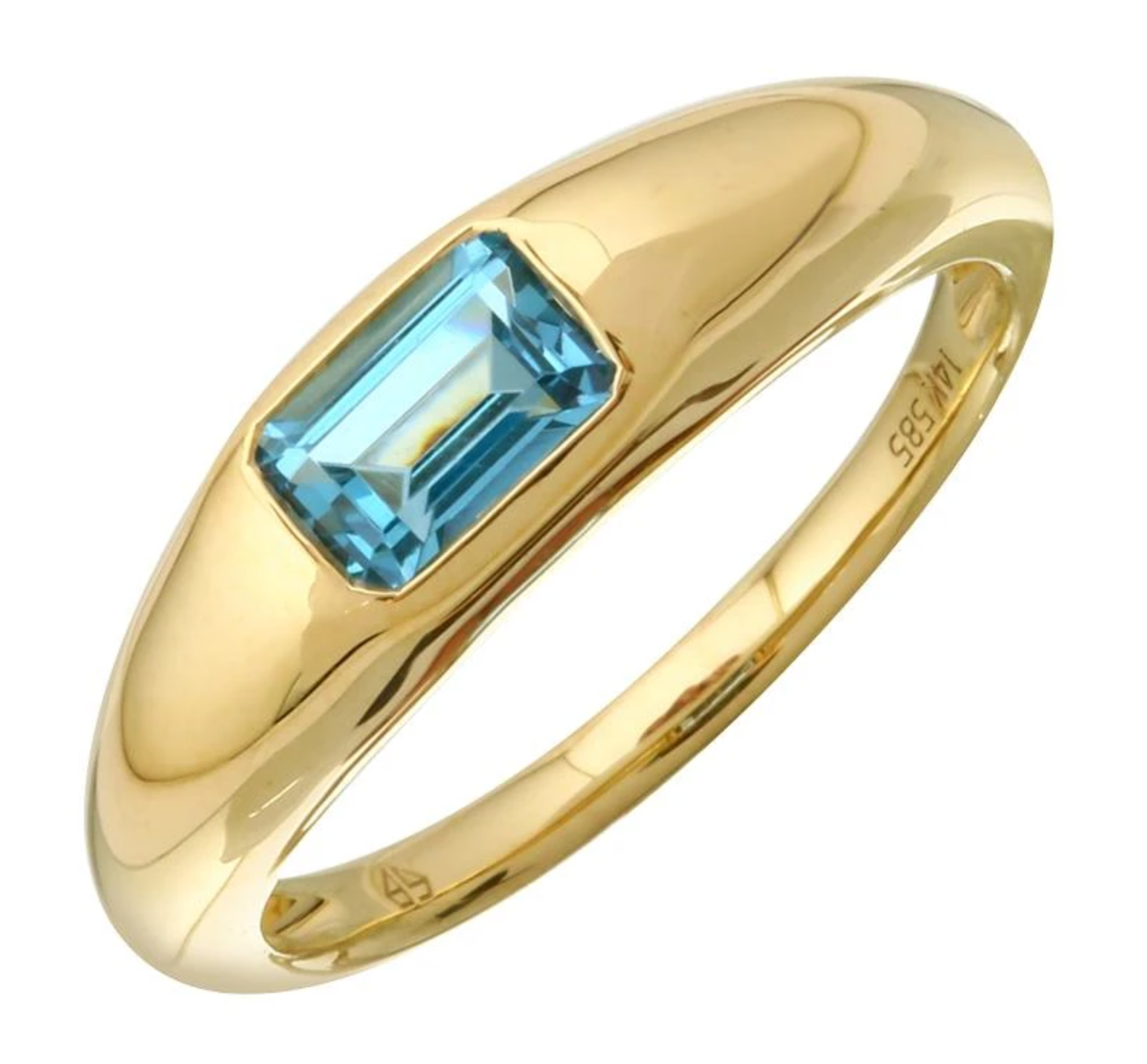 Emerald Cut Stone Dome Ring Blue Topaz - Millo Jewelry