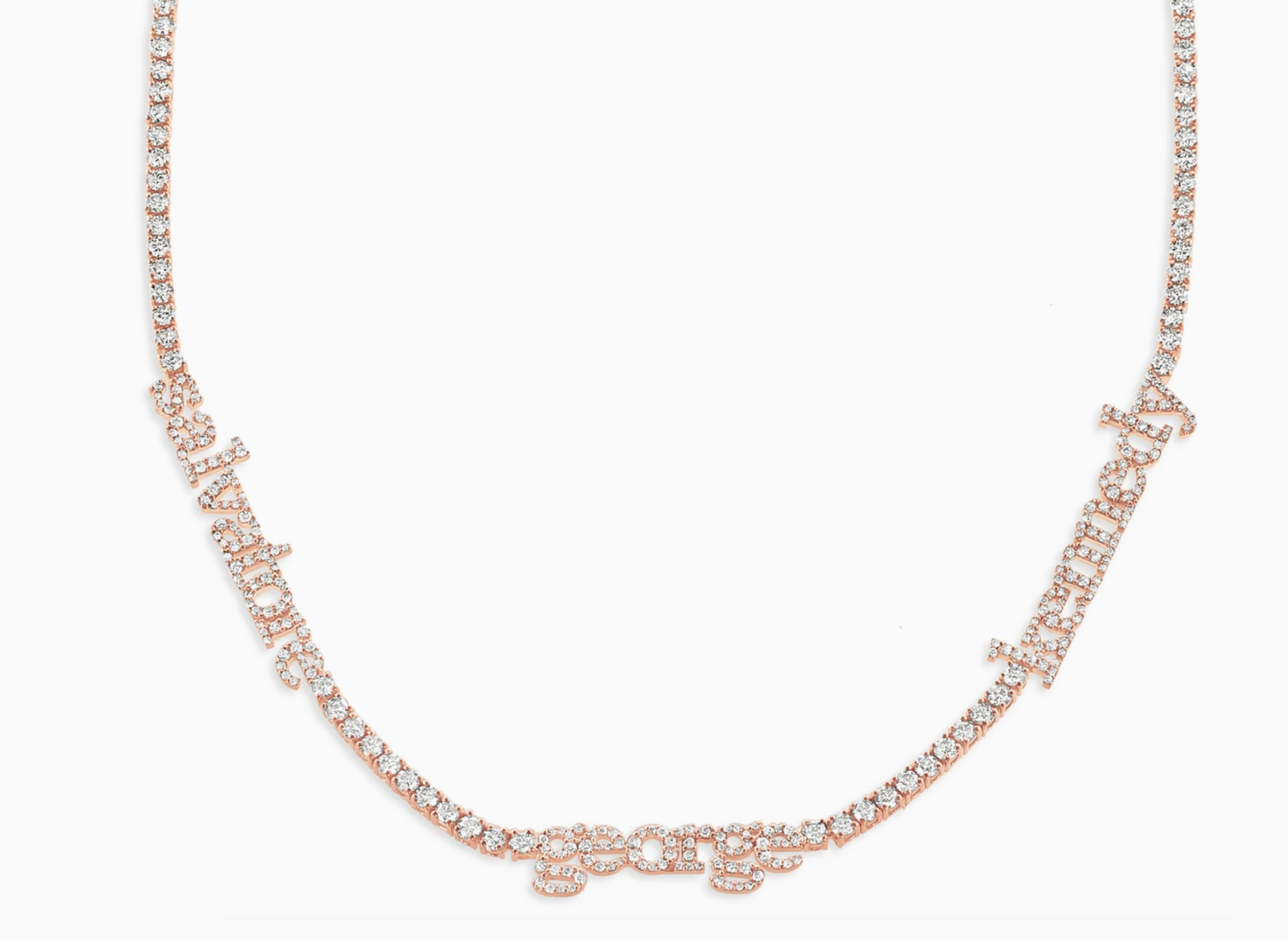 14K Gold Custom Nameplate Tennis Necklace - Millo Jewelry