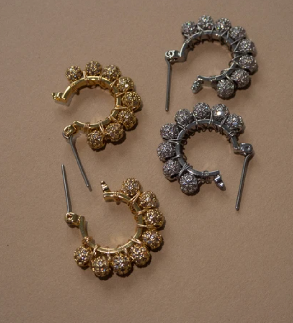 Pave Dome Wrap Hoops - Millo Jewelry