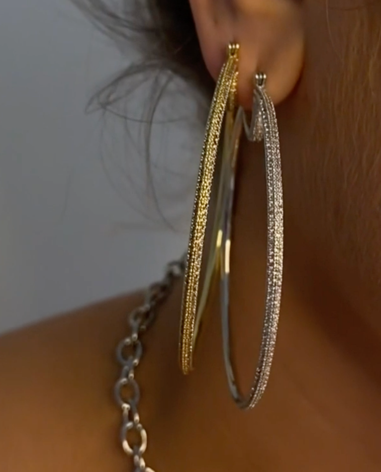 Stardust Pave Hoops - Millo Jewelry