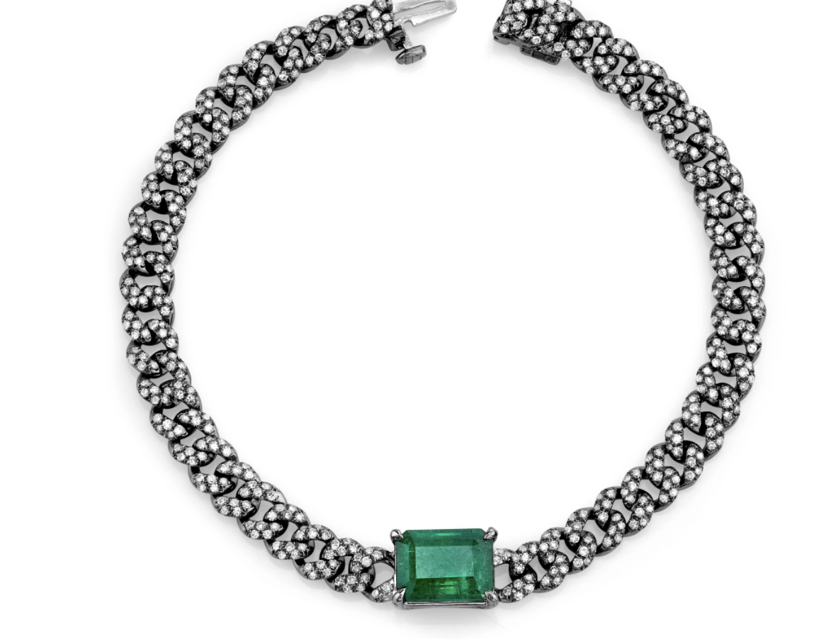 Emerald Center Pave Mini Link Bracelet - Millo Jewelry