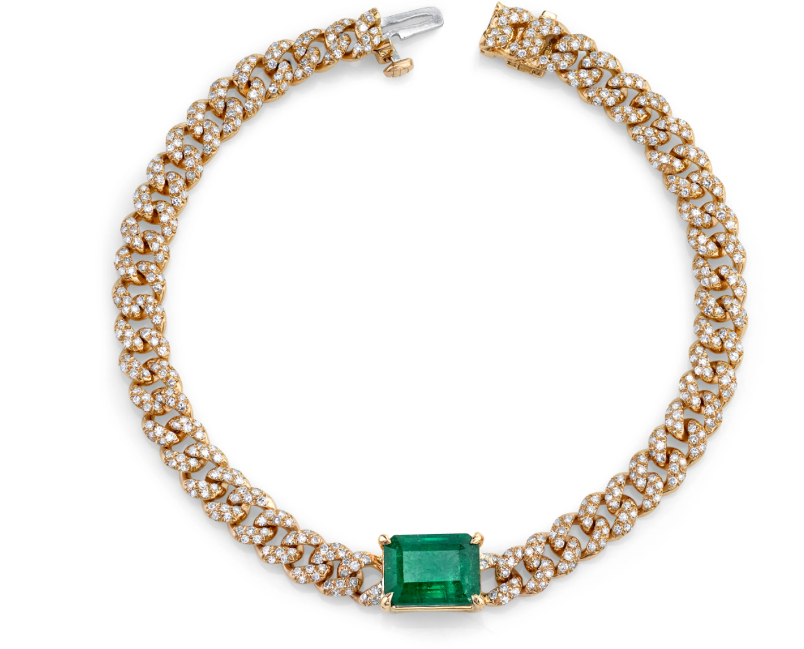 Emerald Center Pave Mini Link Bracelet - Millo Jewelry