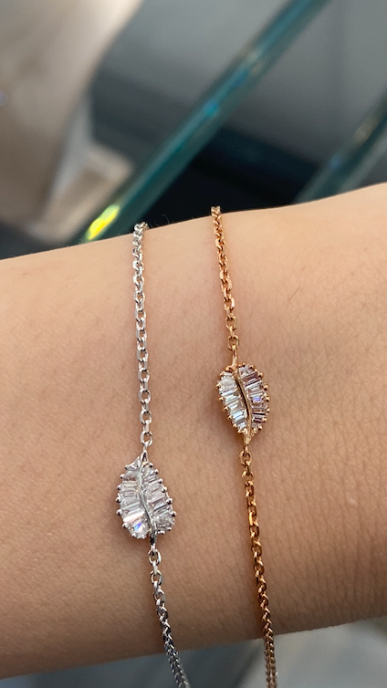 SMALL PALM LEAF DIAMOND CHAIN BRACELET - Millo Jewelry
