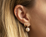 Load image into Gallery viewer, Pave Starburst Bead Earring - Pearl Round - Millo Jewelry
