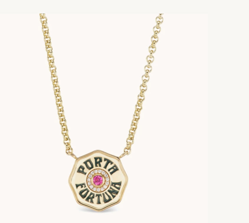 Mini Pink Tourmaline Porta Fortuna Necklace - Millo Jewelry