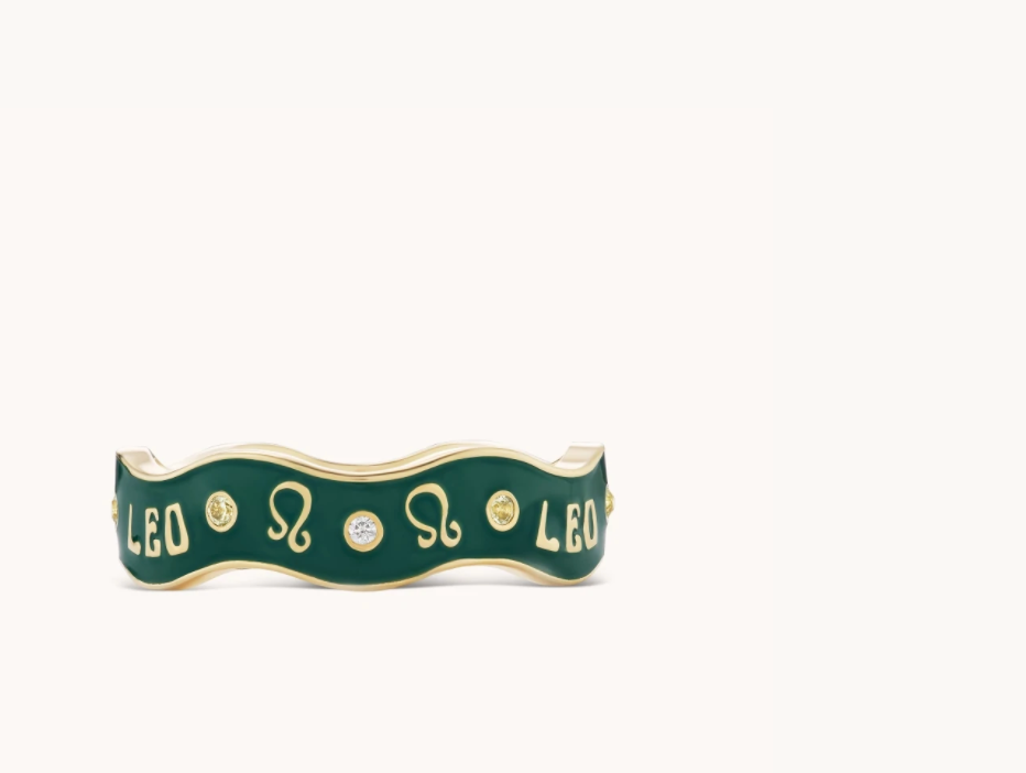 Leo Zodiac Enamel Wave Band V - Millo Jewelry