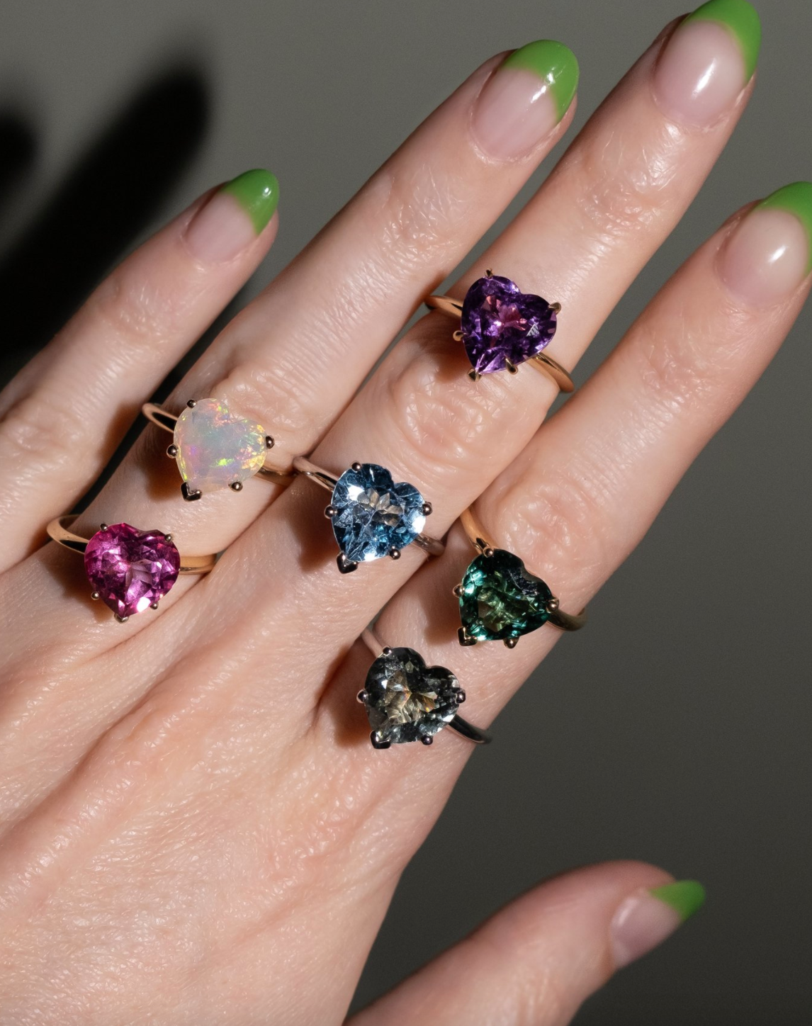 Heart Ring in Green Amethyst - Millo Jewelry