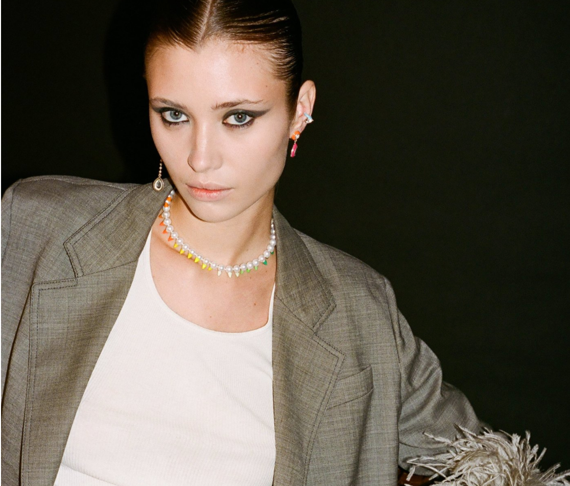 Enamel Studded Pearl Necklace - Millo Jewelry
