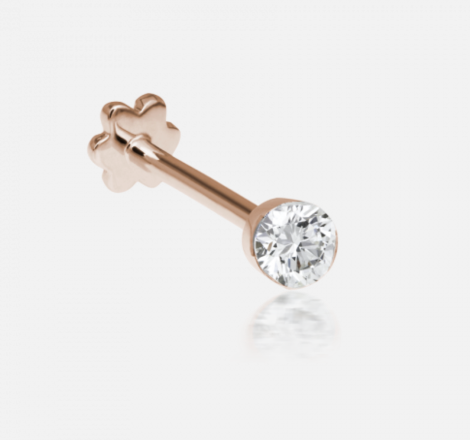 3mm Invisible Set Diamond Threaded Stud - Millo Jewelry