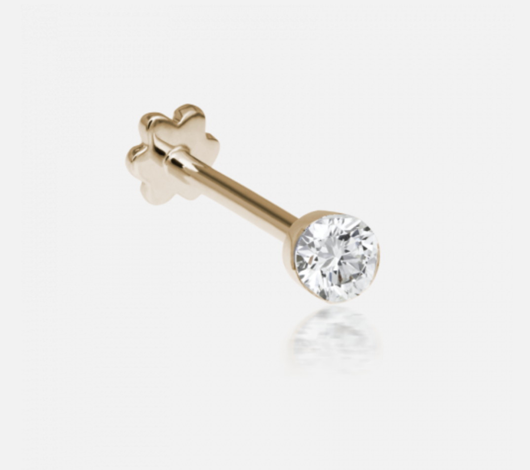 3mm Invisible Set Diamond Threaded Stud - Millo Jewelry