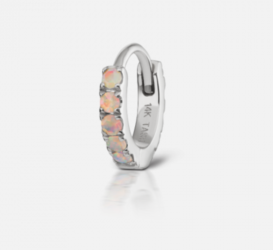 6.5mm Opal Eternity Hoop Earring - Millo Jewelry