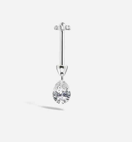 4mm Floating Pear Diamond Charm Threaded Stud Earring - Millo Jewelry