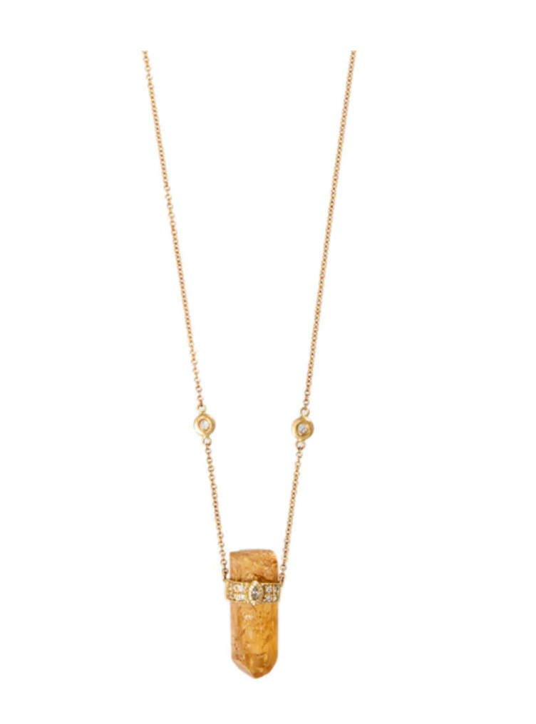 IMPERIAL TOPAZ + MARQUISE DIAMOND PAVE CAP CRYSTAL NECKLACE - Millo Jewelry