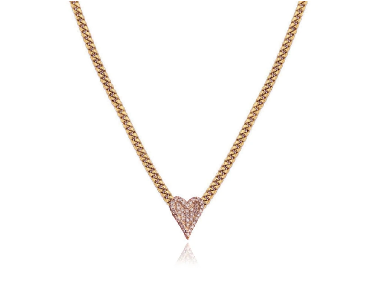 Pave Heart Cuban Chain Necklace - Millo Jewelry