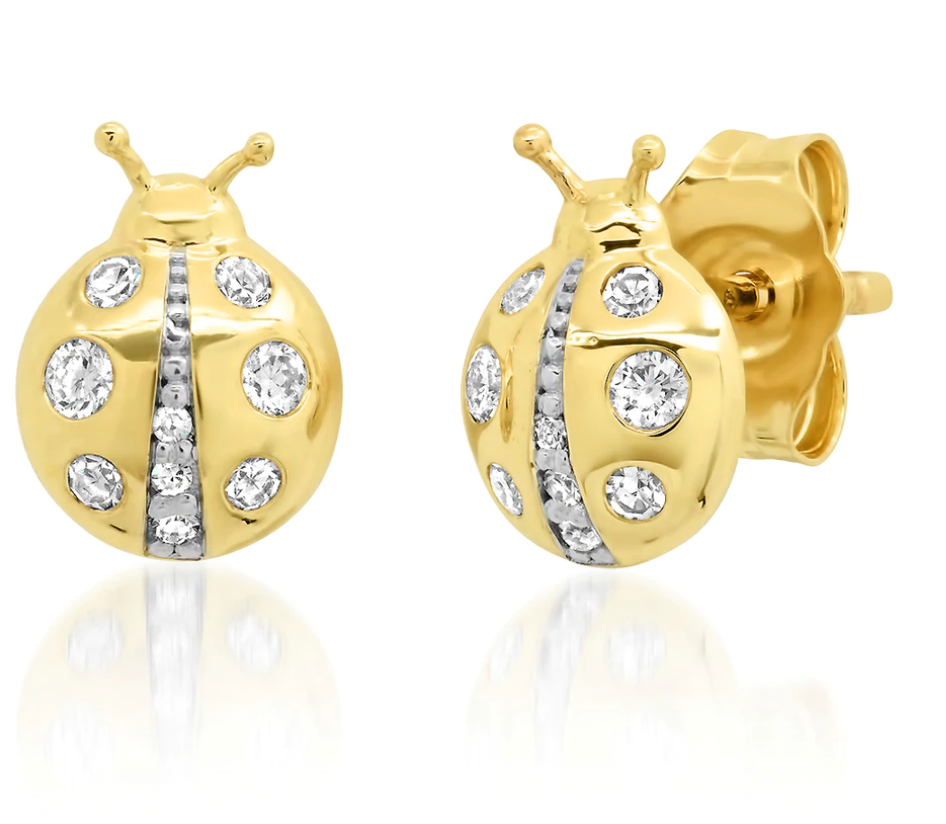 Diamond Ladybug Studs - Millo Jewelry