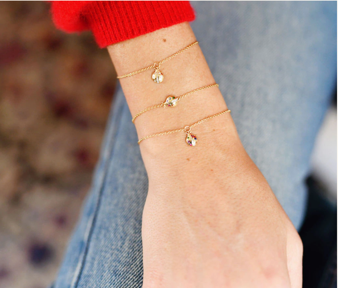 Diamond Crawling Ladybug Bracelet - Millo Jewelry