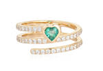 Load image into Gallery viewer, SPIRAL DIAMOND RING WITH EMERALD HEART - Millo Jewelry
