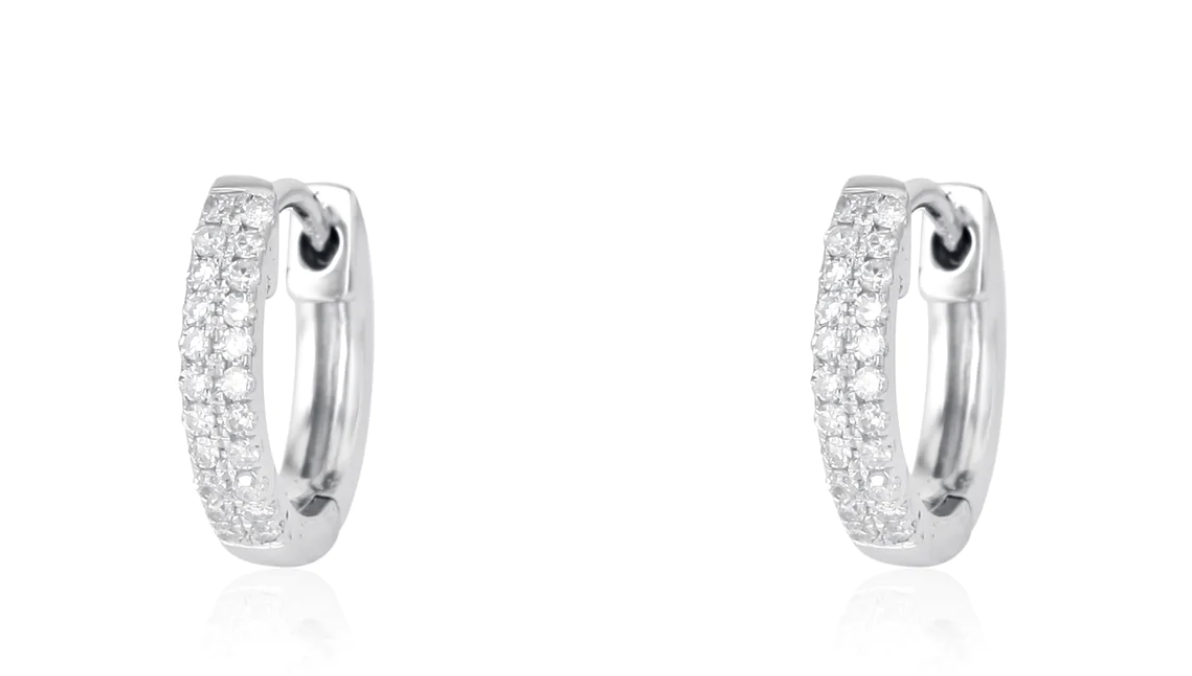 DIAMOND WHITE GOLD HUGGIE EARRINGS - Millo Jewelry