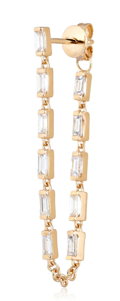 BAGUETTE DIAMOND DROP EARRINGS (SINGLE) - Millo Jewelry
