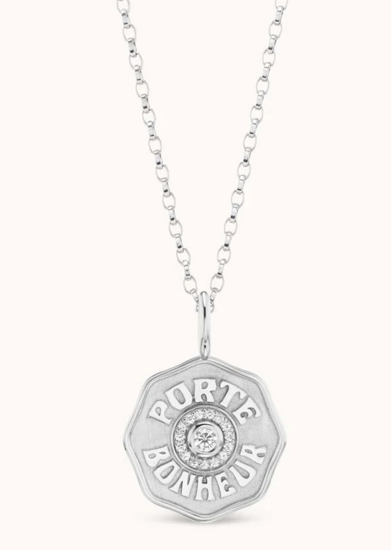 Raised Gold Mini Diamond Halo Porte Bonheur Necklace - Millo Jewelry