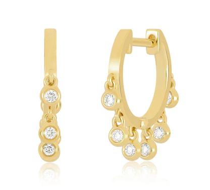 Diamond Bezel Shimmy Huggie Earring - Millo Jewelry