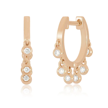 Diamond Bezel Shimmy Huggie Earring - Millo Jewelry