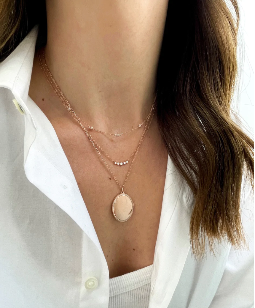GOLD AND DIAMOND OVAL LOCKET NECKLACE - Millo Jewelry